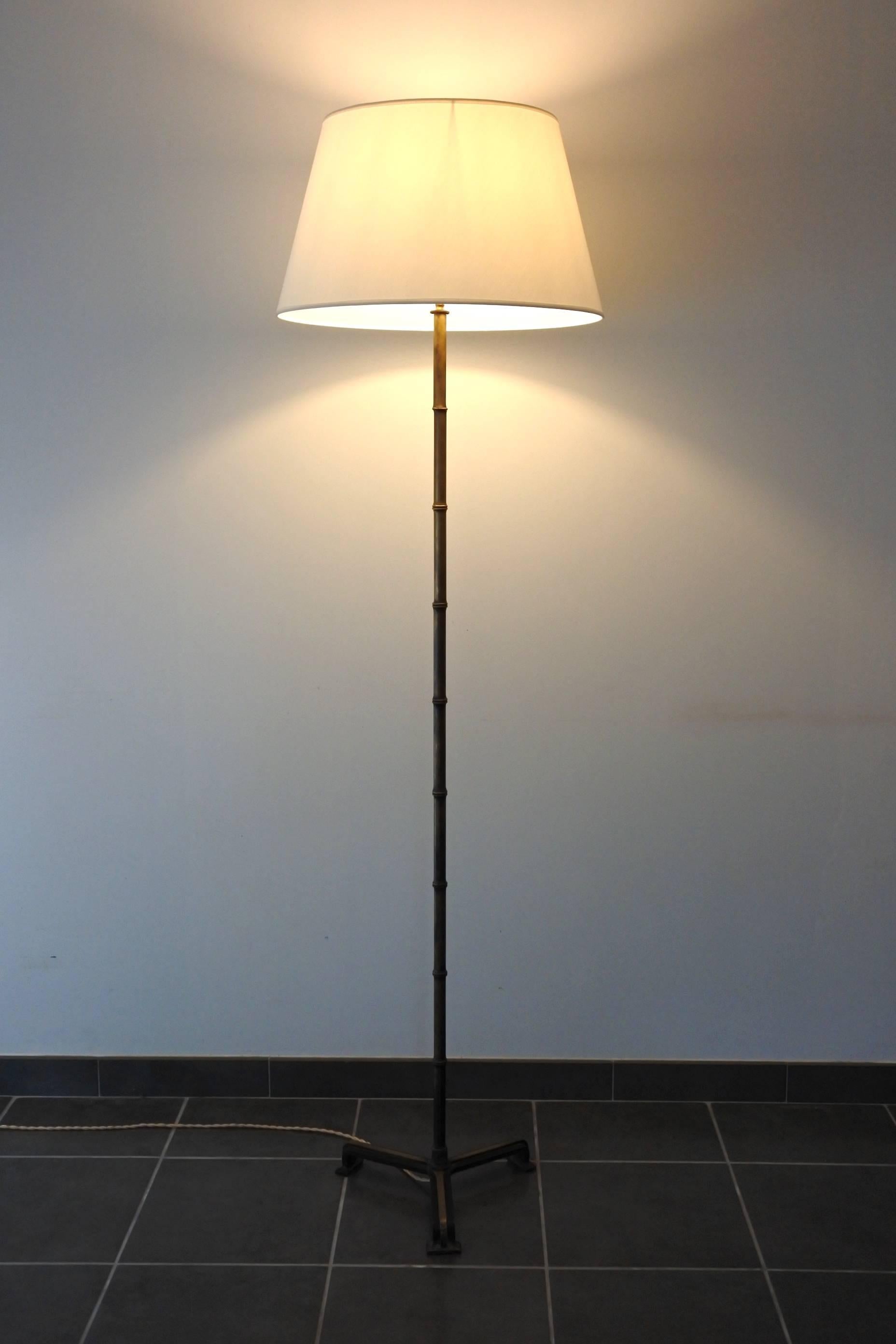 Jacques Adnet Elegant Faux Bamboo Floor Lamp, France 1950s 2
