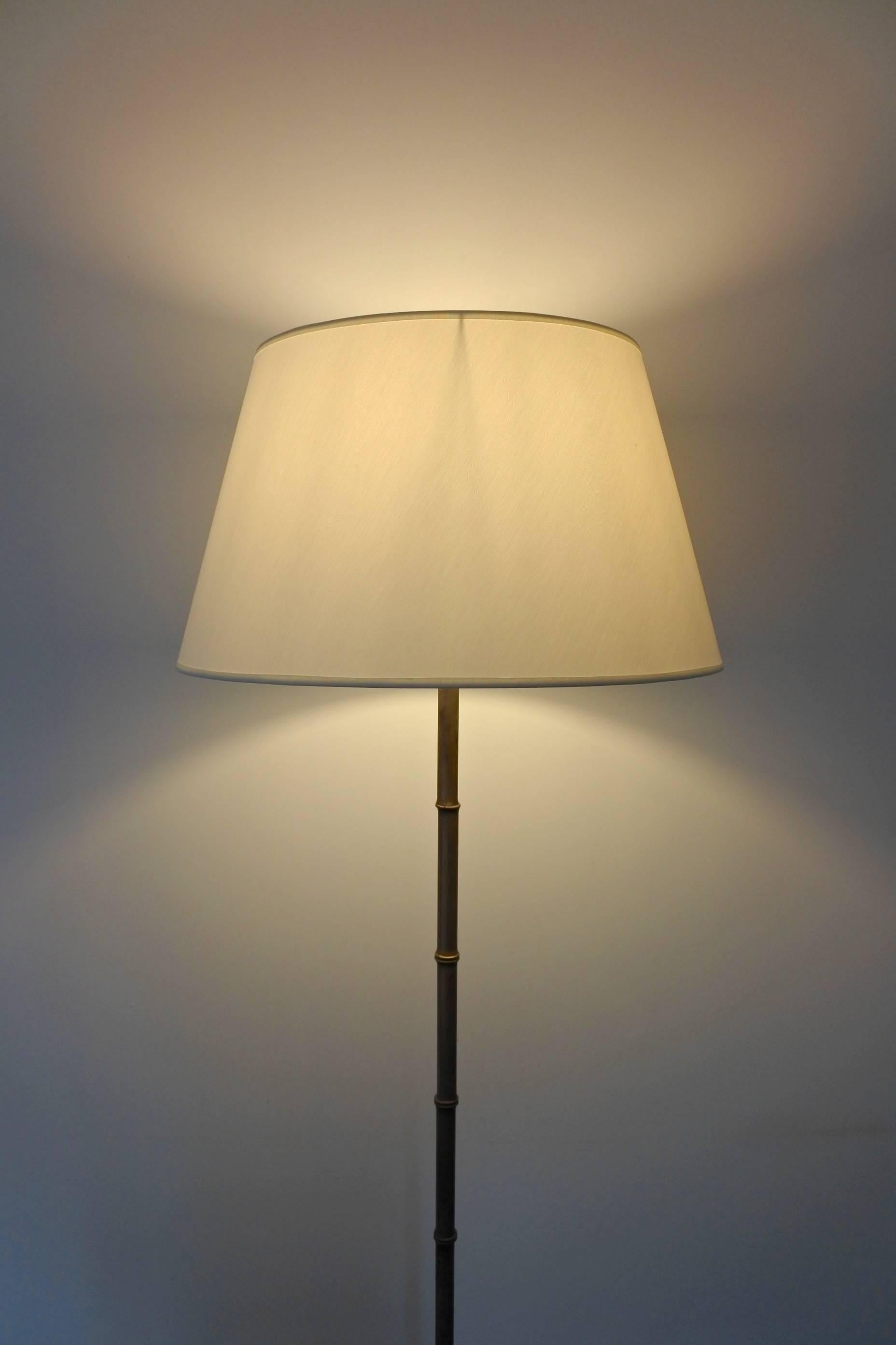 Jacques Adnet Elegant Faux Bamboo Floor Lamp, France 1950s 1