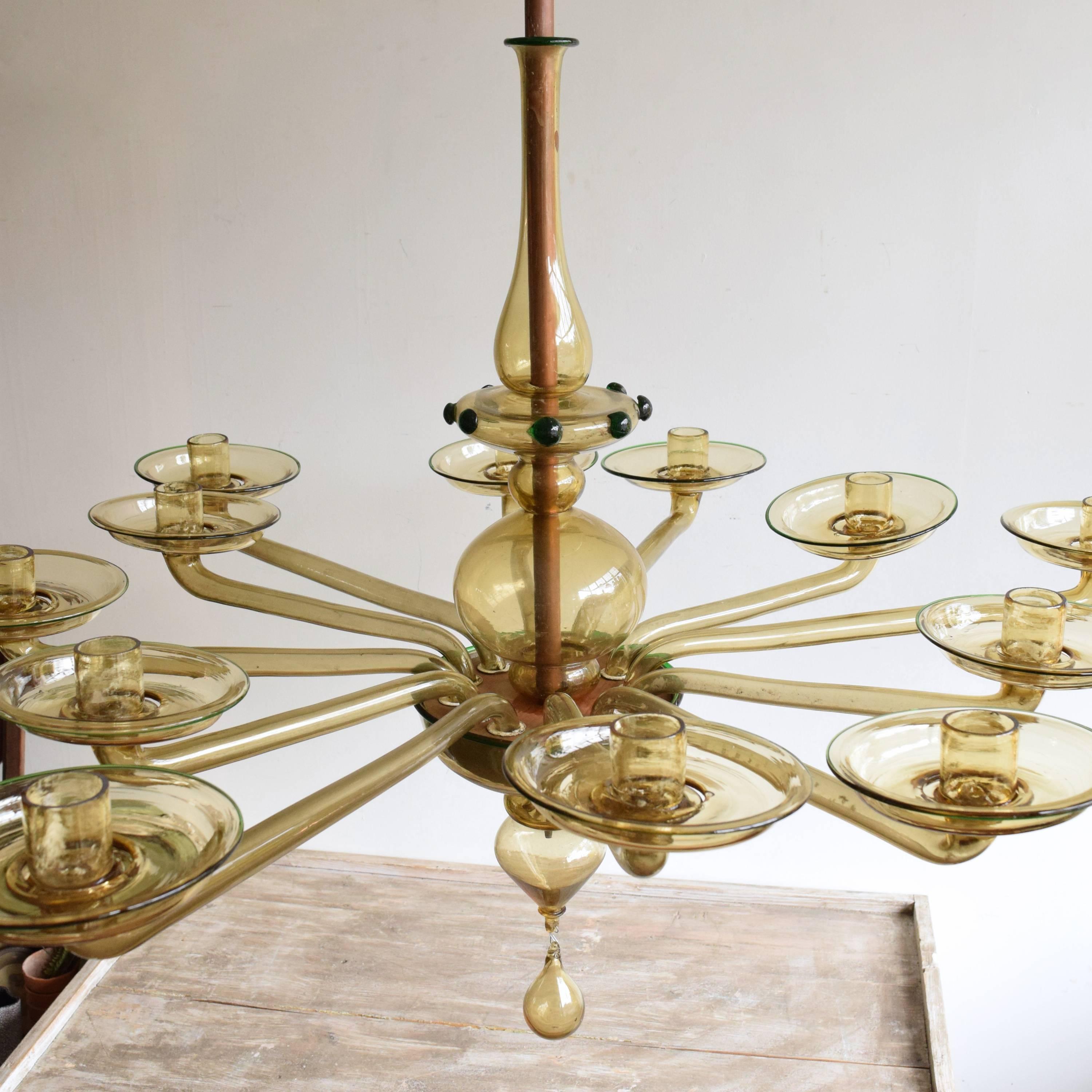 Twelve-Arm Murano Glass Candelabra In Good Condition In Stockport, GB