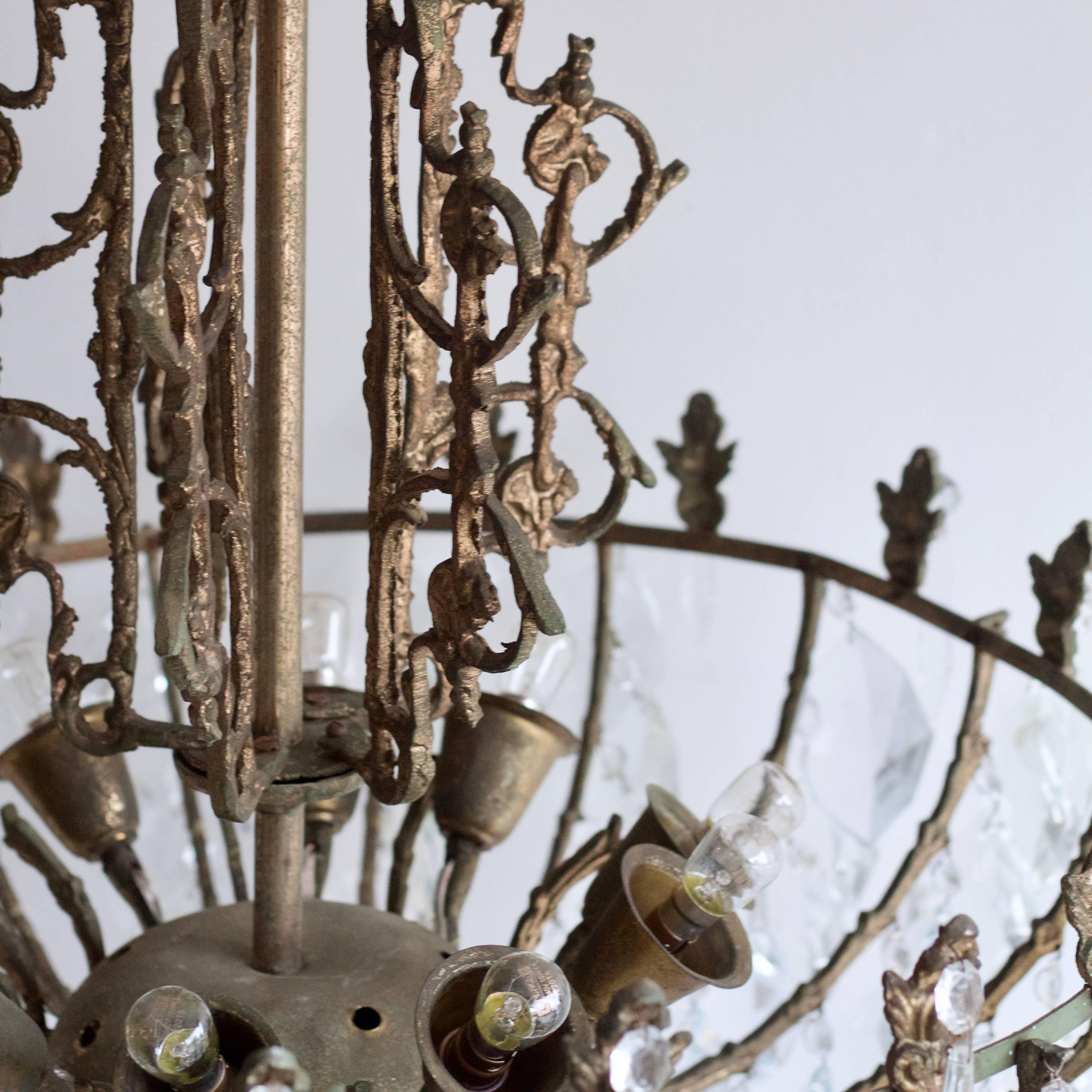 French Brass Multi-Arm Chandelier 6