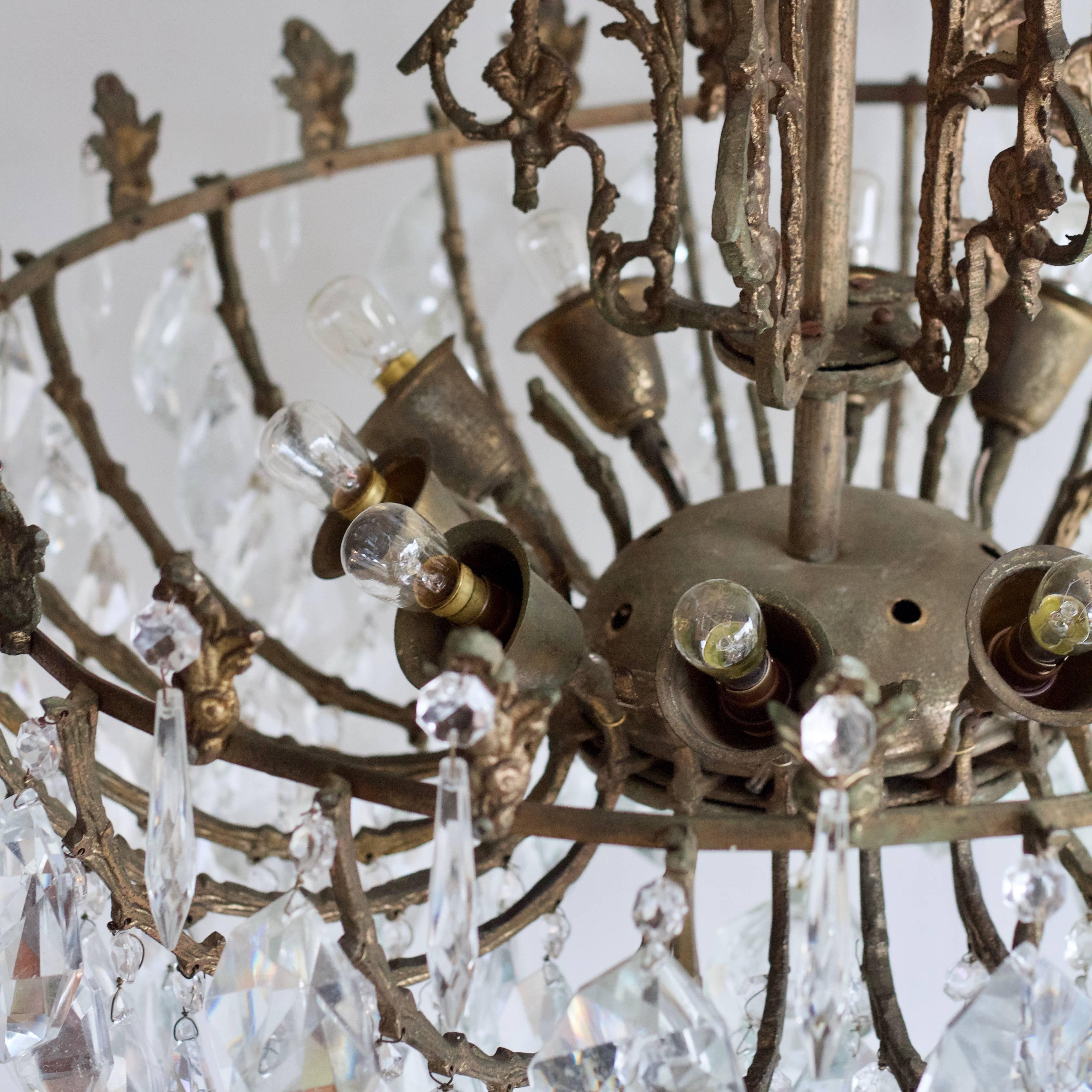 20th Century French Brass Multi-Arm Chandelier