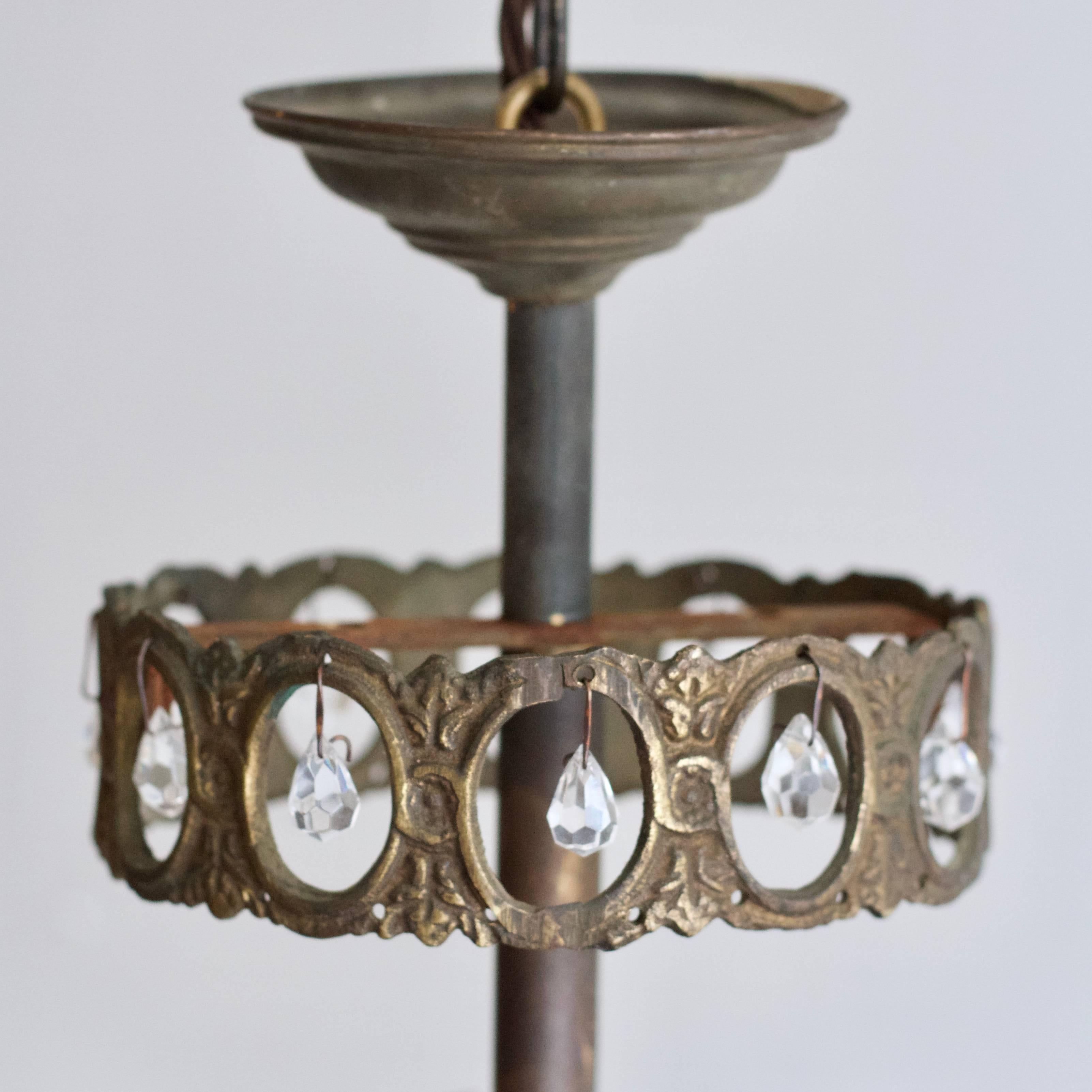Early 20th Century French Brass Basket Chandelier
