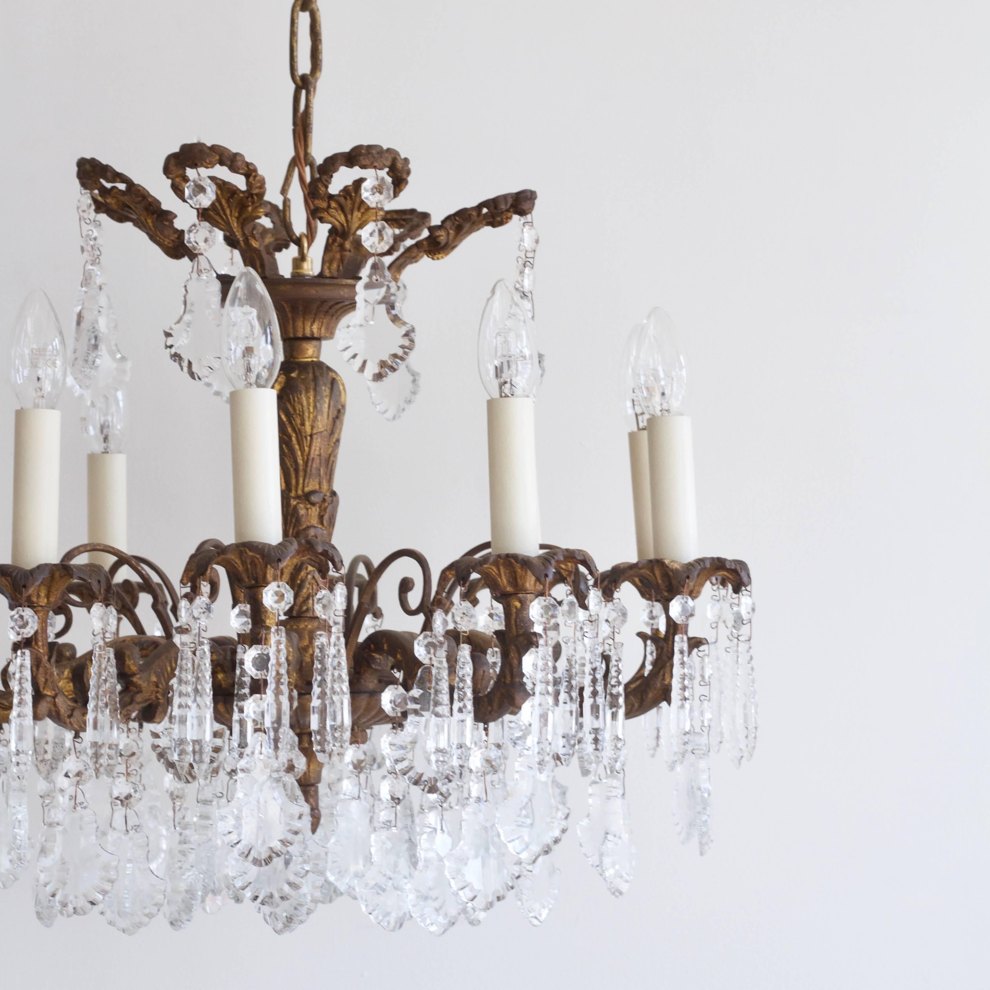 Early 1900s French Bronze Gilt Chandelier For Sale 3