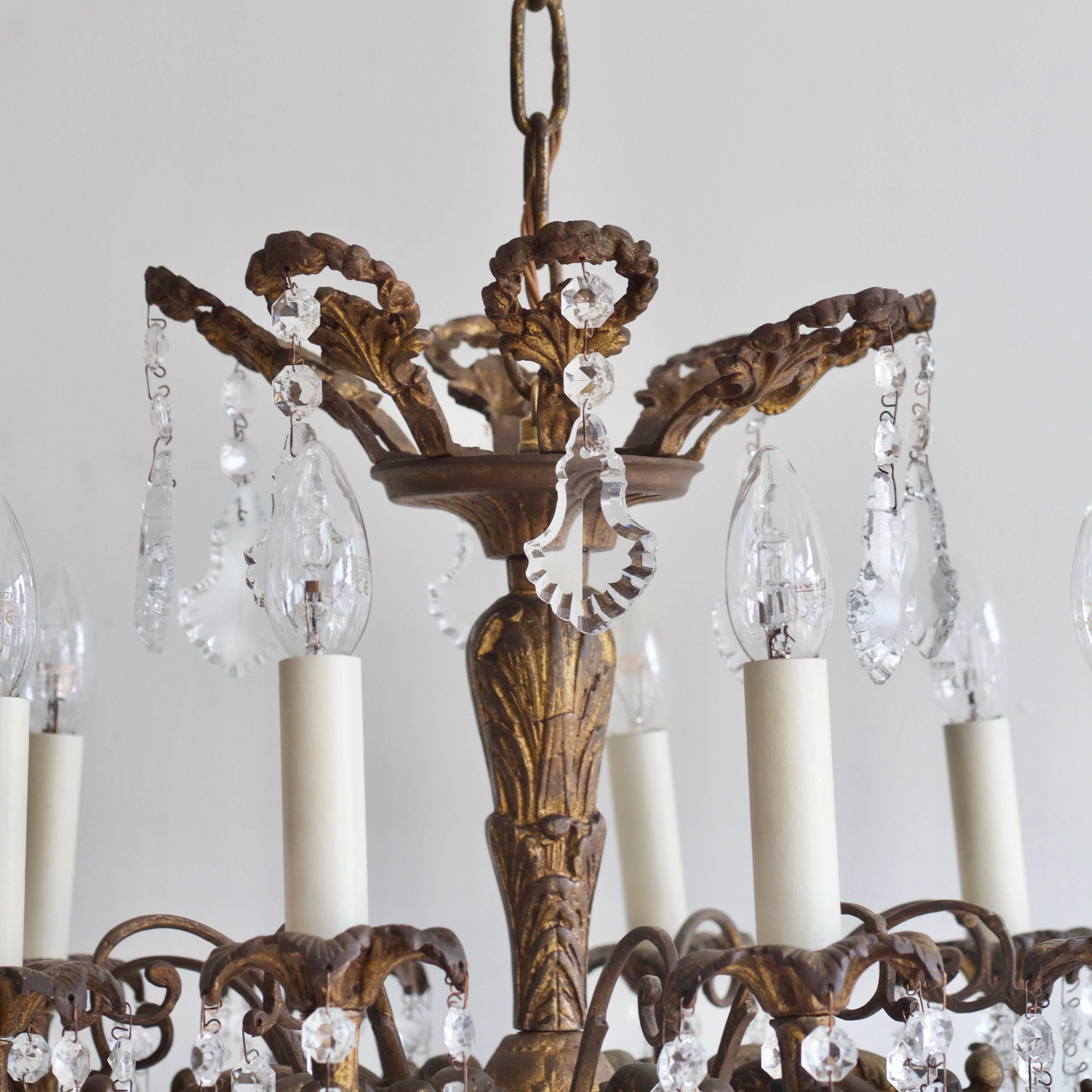 Early 1900s French Bronze Gilt Chandelier For Sale 5