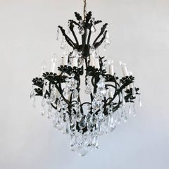 Early 20th Century Italian Birdcage Chandelier Dressed in Harlequin Pear Drops
