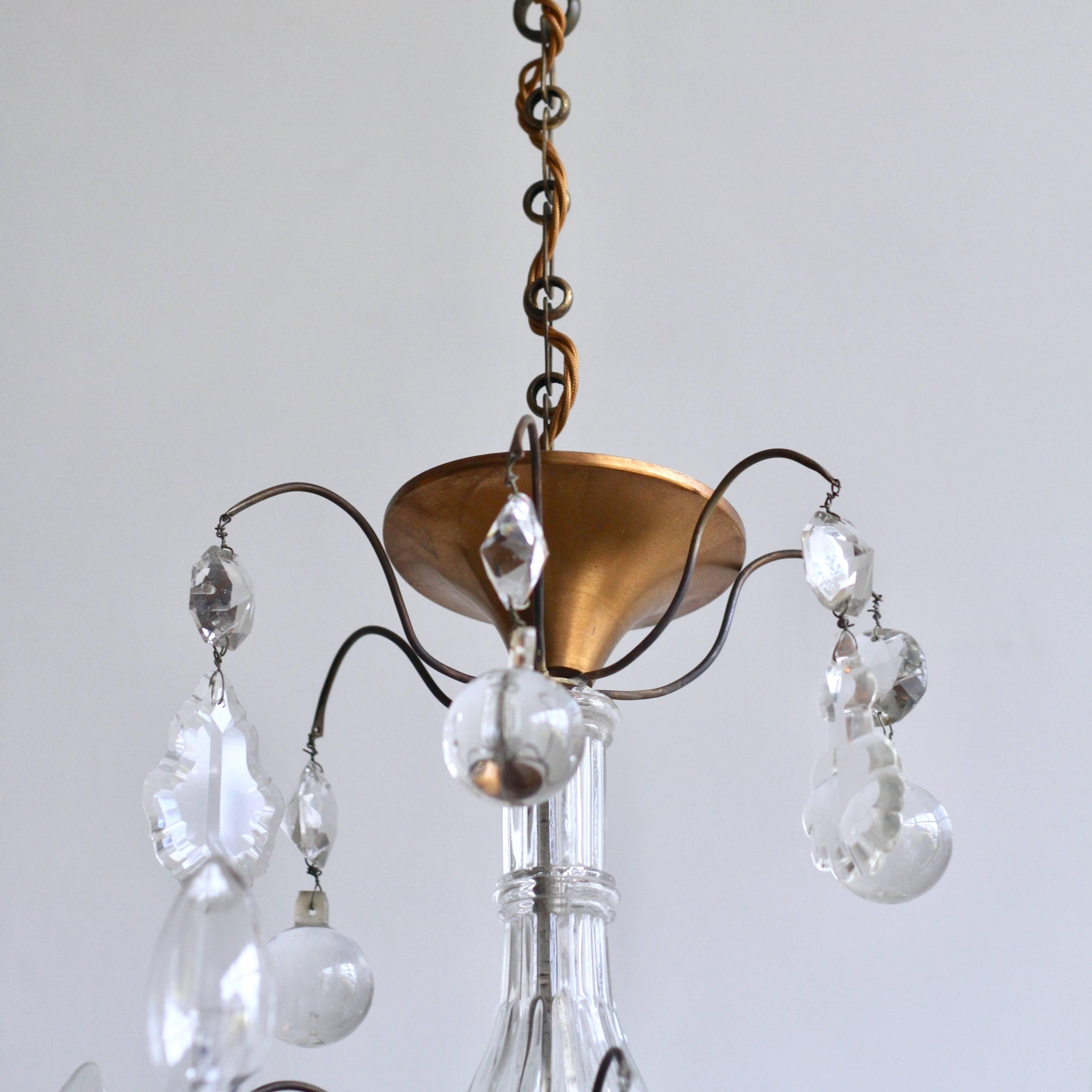 Early 20th Century Louis XIV Style Chandelier with Original Crystal In Good Condition For Sale In Stockport, GB