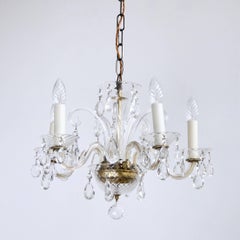 1950s Italian Murano Glass Chandelier Dressed in Crystal Pear Drops