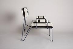 Sedia Club Lounge Side imbottita in acciaio inox verniciato a polvere per esterni Alex