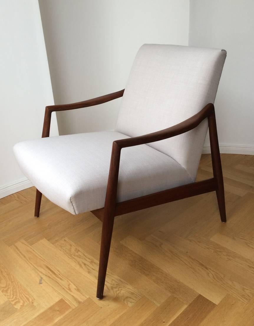 Mid-Century Modern Mid-Century Teak Easy Chair by Hartmut Lohmeyer for Wilkhahn New Upholstery 1960 For Sale