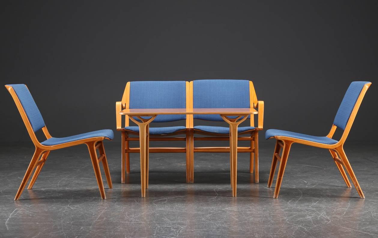 Scandinavian Modern AX Lounge Set by Peter Hvidt & Orla Mølgaard-Nielsen for Fritz Hansen For Sale