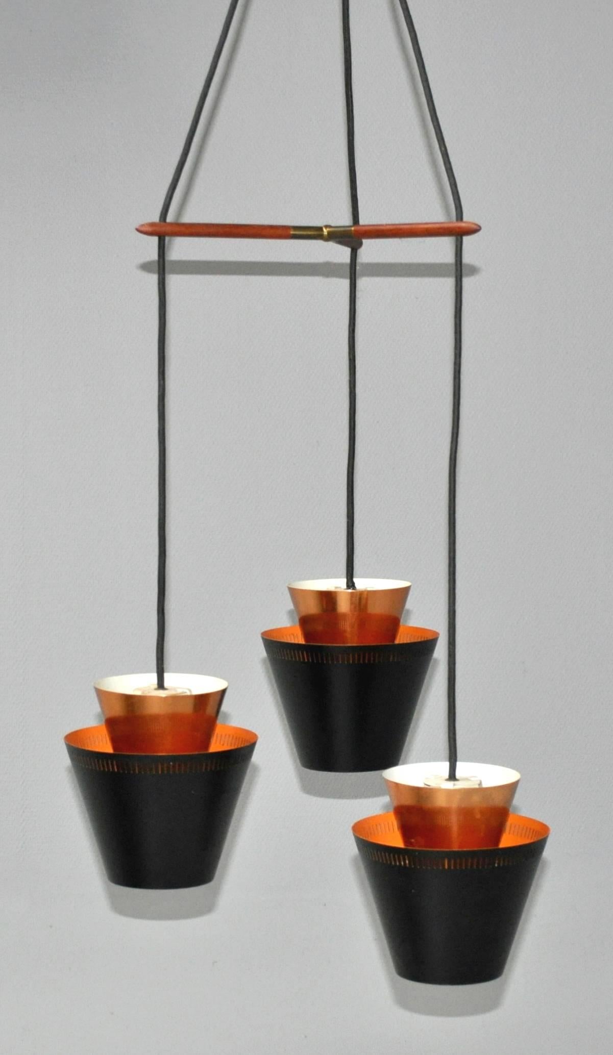 Scandinavian Modern Danish Copper Pendant Light by Jo Hammerborg for Fog & Mørup from 1960s For Sale