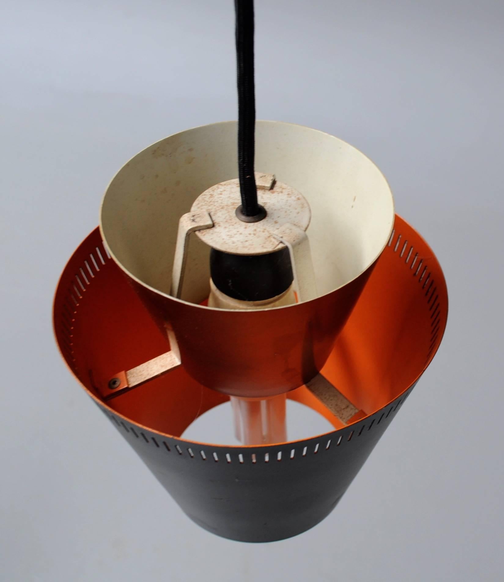 Lacquered Danish Copper Pendant Light by Jo Hammerborg for Fog & Mørup from 1960s For Sale