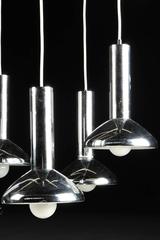 German Mid-Century Five Pendant Lamps in Chrome by Hustadt-Leuchten, 1970s
