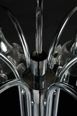 Mid-Century German Chromed Ceiling Light in Flower Ice Glass Design 1960s