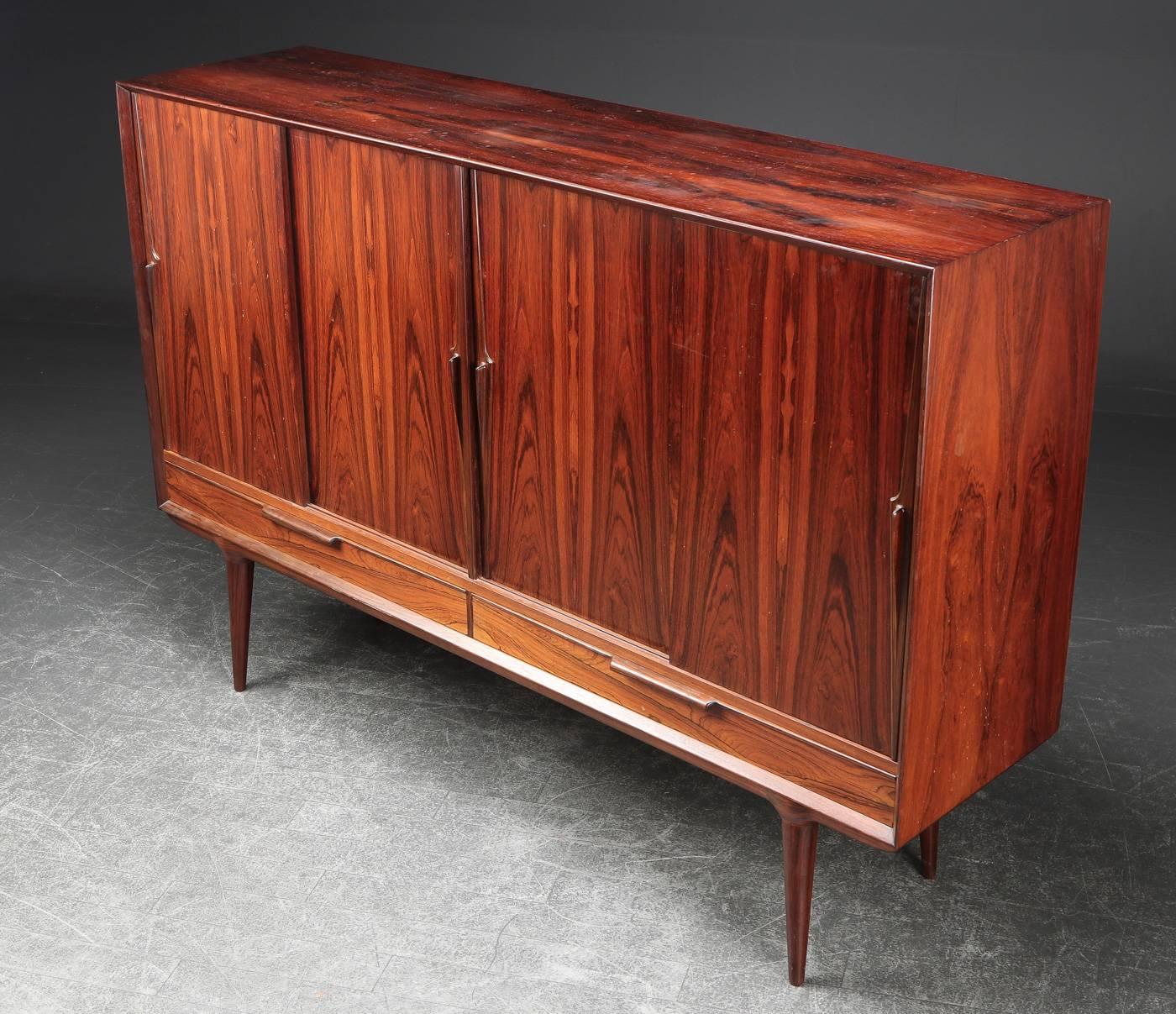 Scandinavian Modern Danish Mid-Century Highboard Credenza Model 13, Designed by Omann Jun, 1960s For Sale