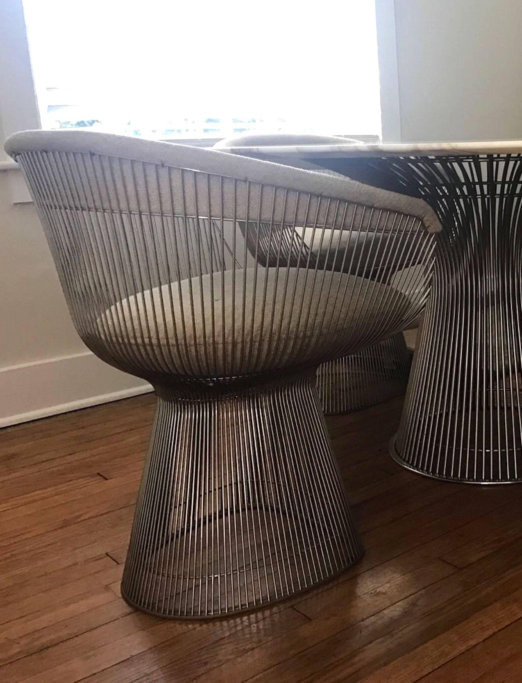 Mid-Century Modern Knoll International Warren Platner Dining Set, Marble Table & Four Chairs, 1970s