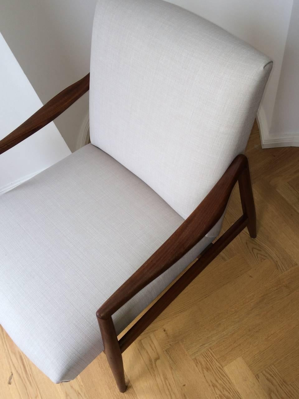 20th Century Mid-Century Teak Easy Chair by Hartmut Lohmeyer for Wilkhahn New Upholstery 1960 For Sale