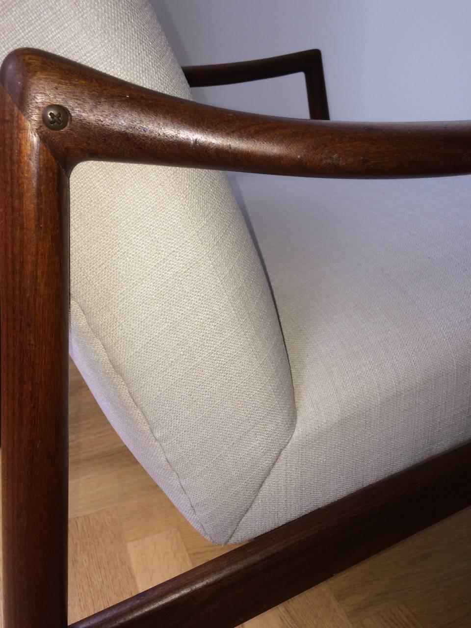 Mid-Century Teak Easy Chair by Hartmut Lohmeyer for Wilkhahn New Upholstery 1960 For Sale 1