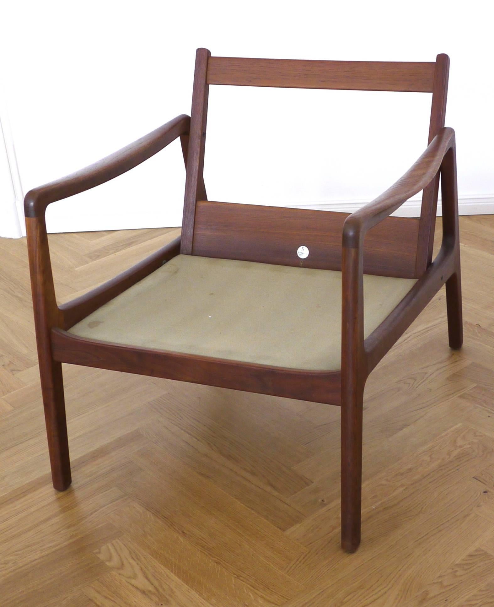 Upholstery Mid-Century FD109 Teak Easy Lounge Chair by Ole Wanscher for France & Søn, 1960s For Sale