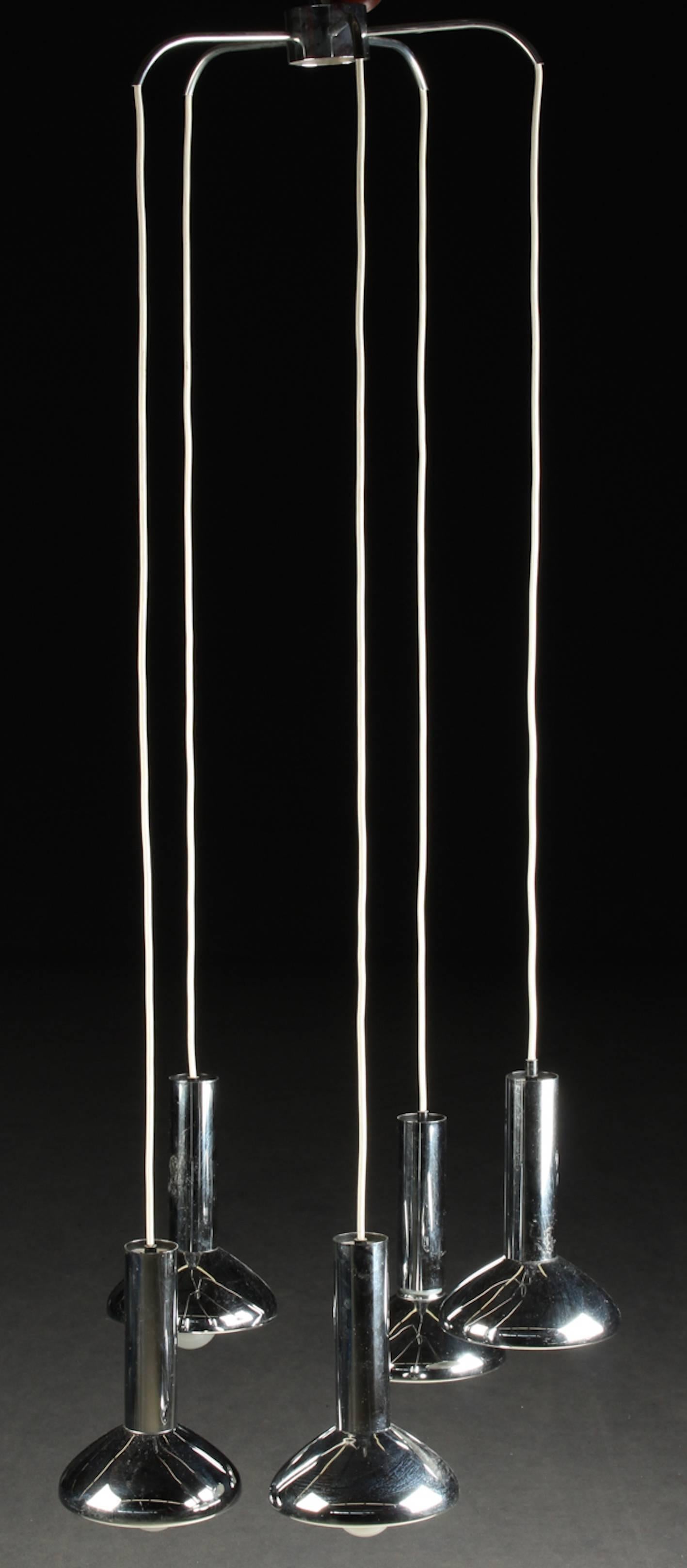 Mid-Century Modern German Mid-Century Five Pendant Lamps in Chrome by Hustadt-Leuchten, 1970s For Sale
