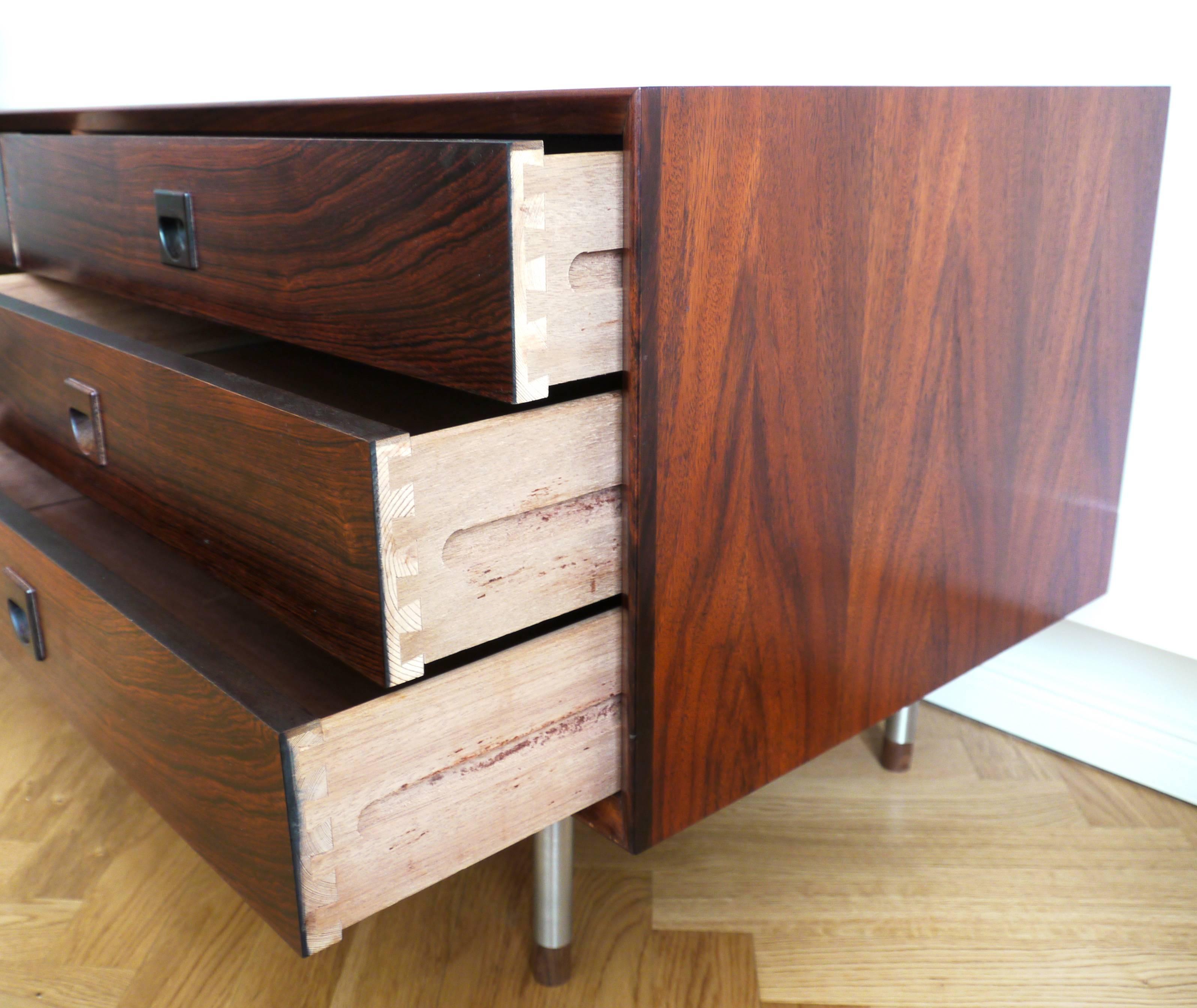 Brushed Danish Mid-Century Lower Sideboard in Rosewood from Brouer Møbelfabrik, 1960s