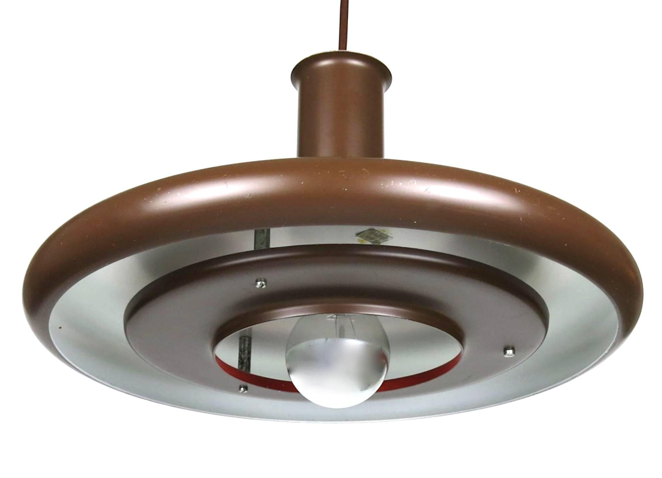 Lacquered Danish Mid-Century Brown UFO Optima Lamp by Hans Due for Fog & Mørup For Sale