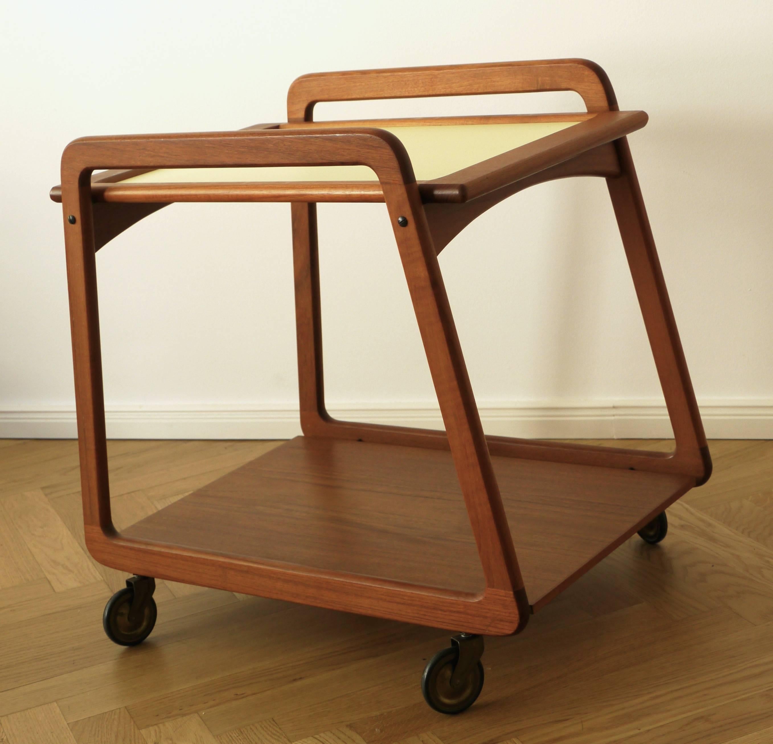 Teak Danish Mid-Century Drinks Trolley with Removable Tray by Sika Mobler, 1960s For Sale