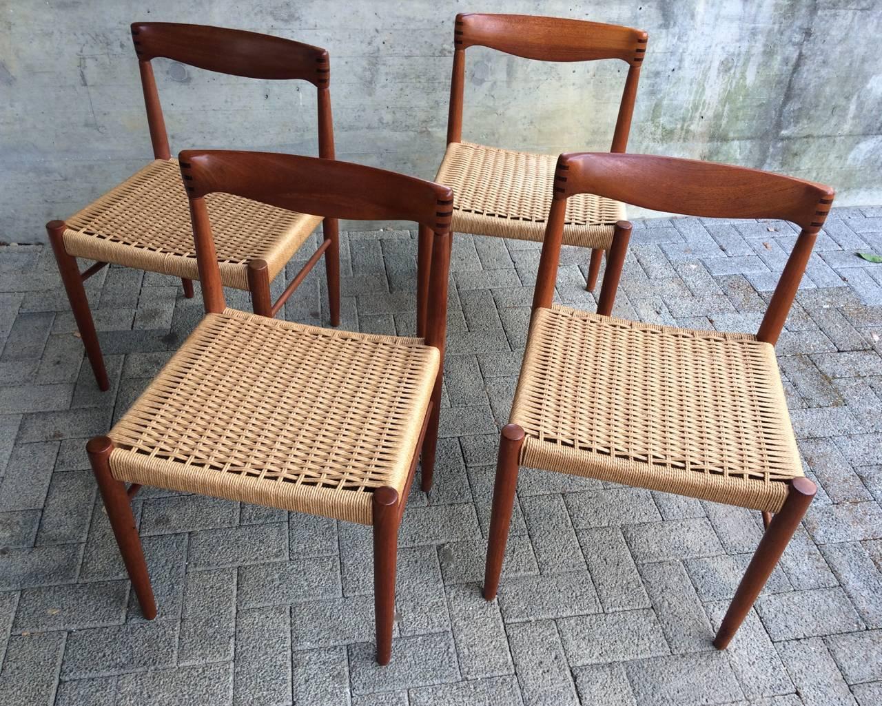 Danish Mid-Century Teak Dining Chairs, H. W. Klein for Bramin 1960s, Set of Four For Sale 4