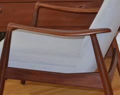 Danish Mid-Century High Back Reclining Lounge Chair and Ottoman, Soren Ladefoged