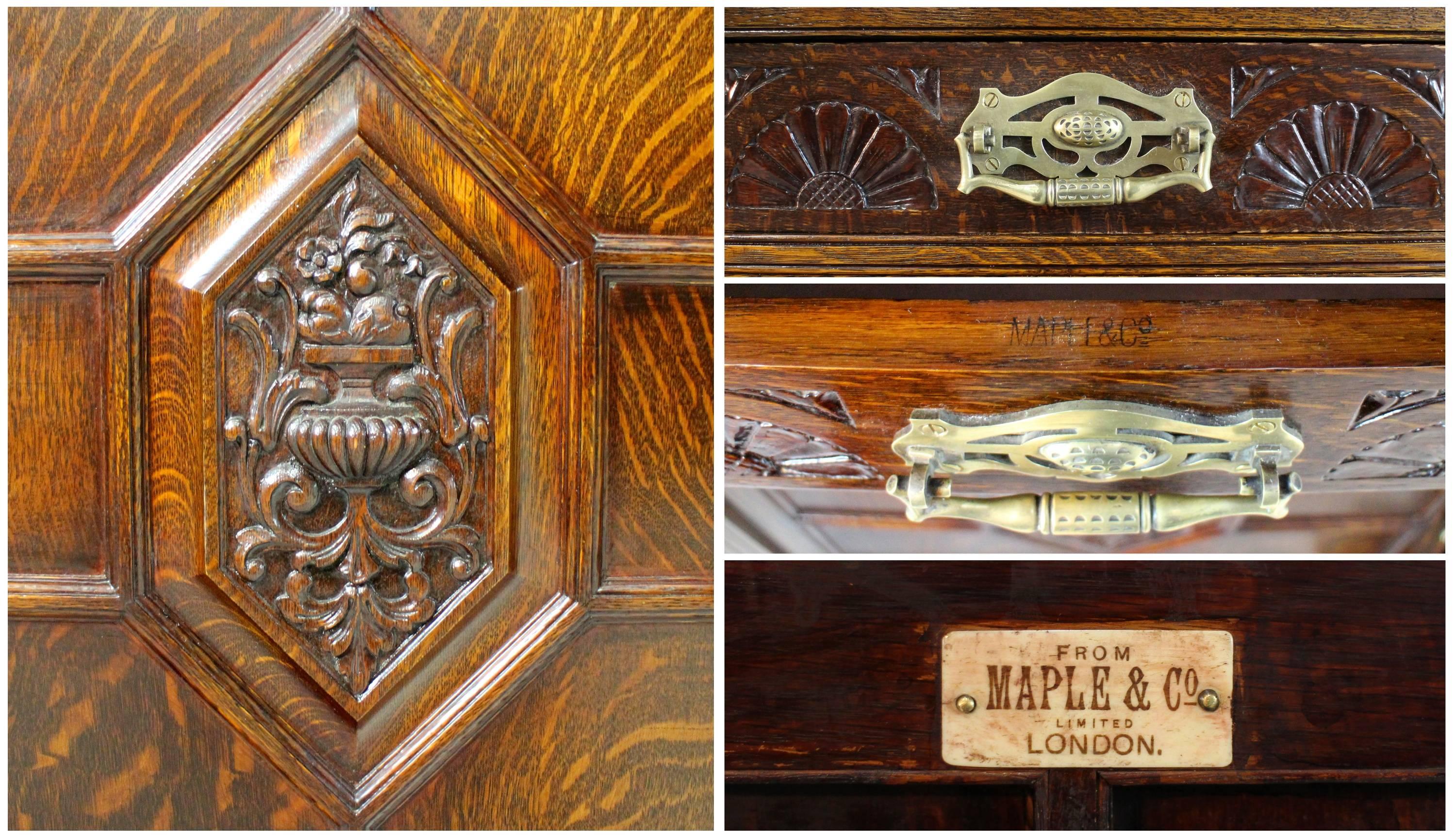 19th Century Victorian Oak Breakfront Bookcase by Maple & Co