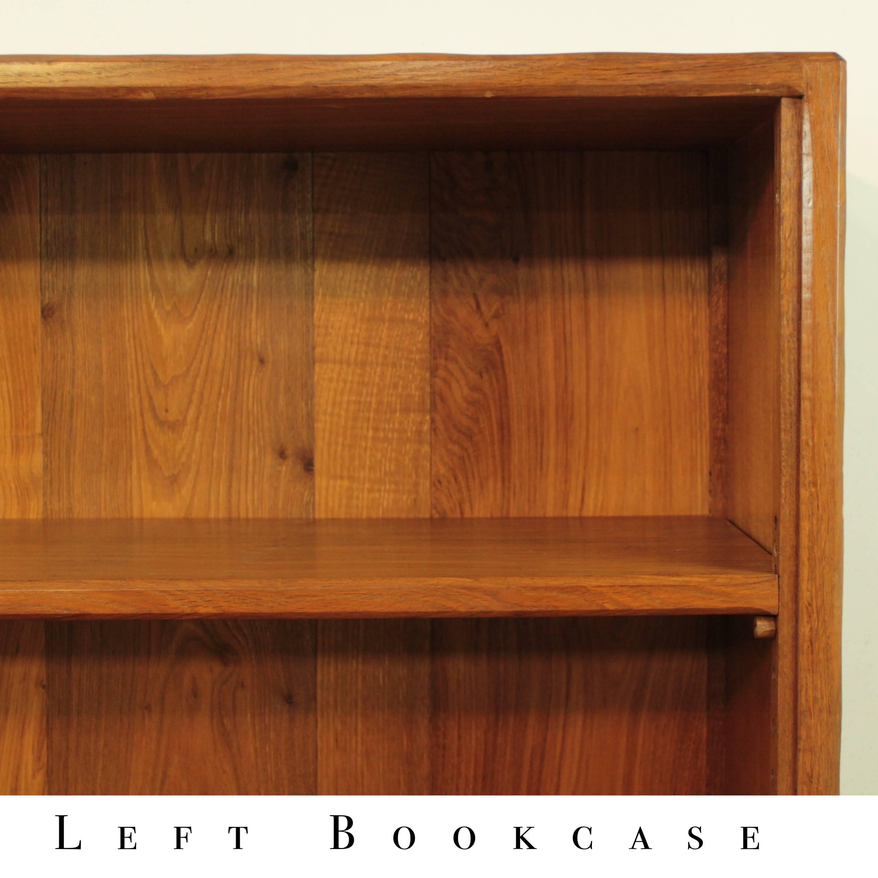 Late 20th Century Alan 'Acornman' Grainger Pair of Arts & Crafts Adzed Oak Open Bookcases