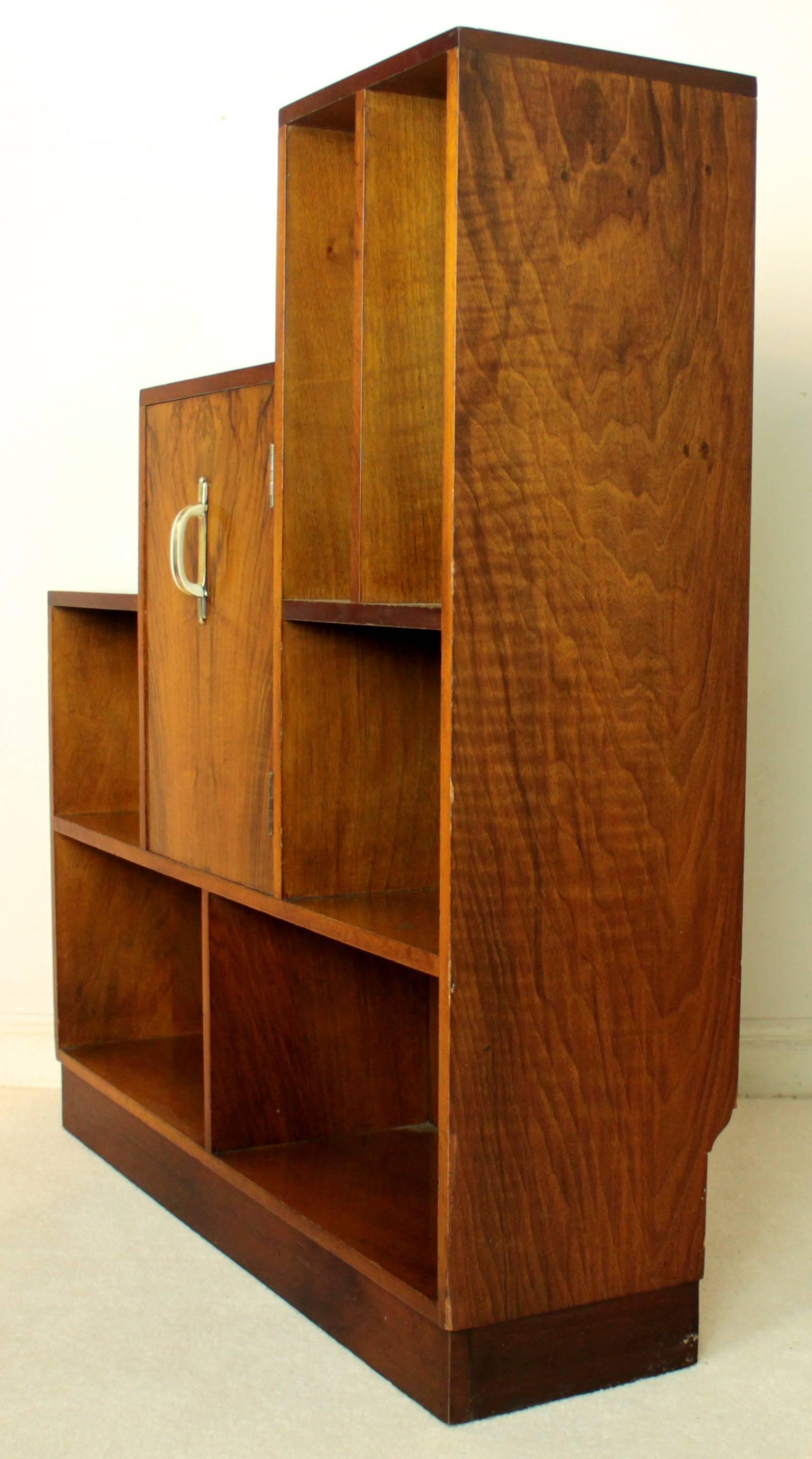 Art Deco English Walnut Bookcase Display Cabinet by E Gomme, Dated 1936 3