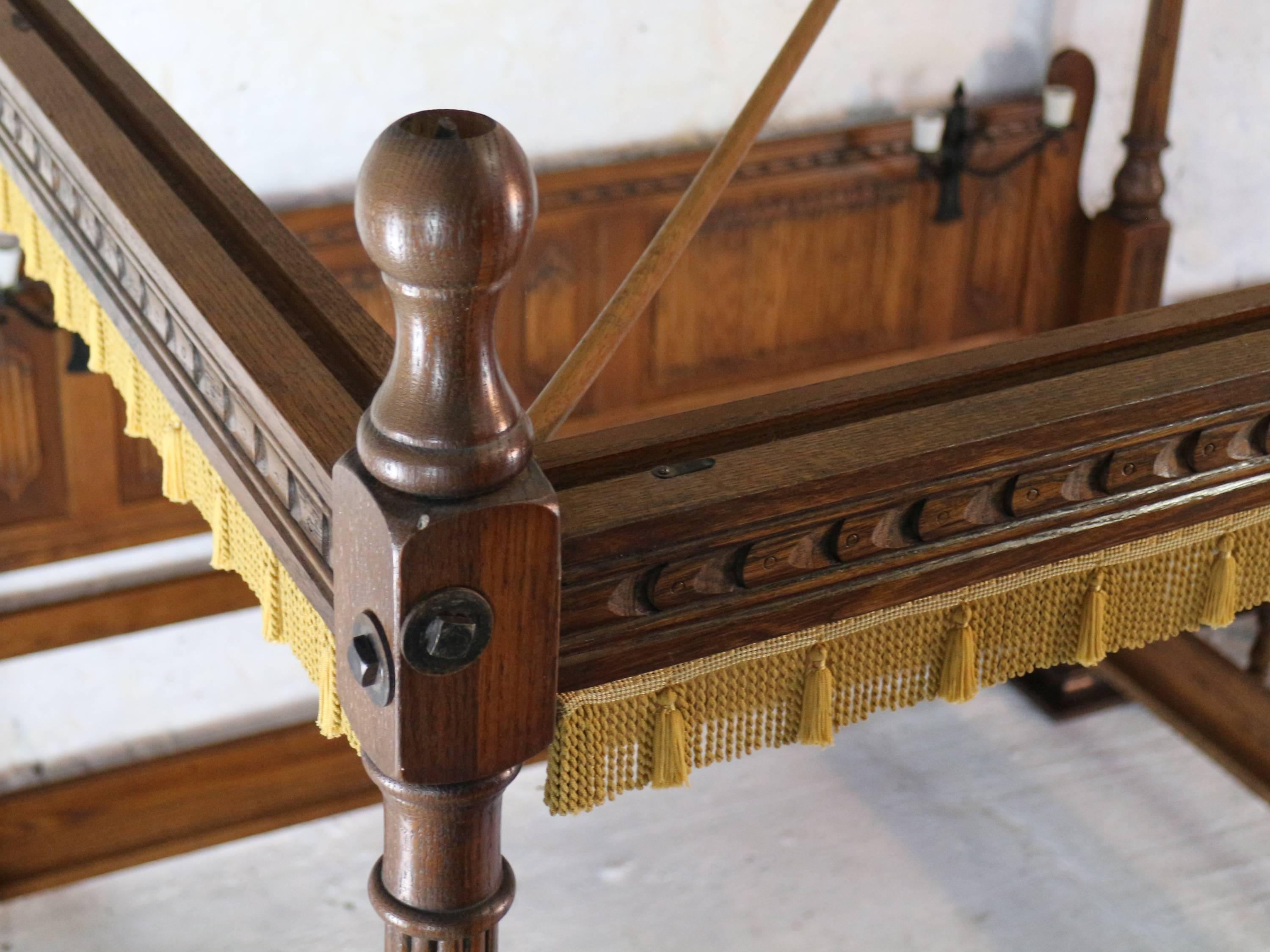 English Gothic/Tudor Style Oak Four-Poster Emperor Size Bed 10