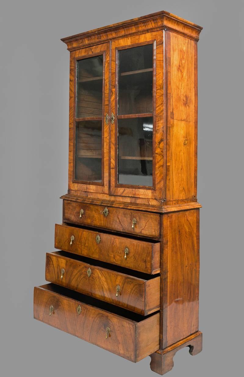 Antique Period George I Walnut Secretaire Bookcase For Sale 2