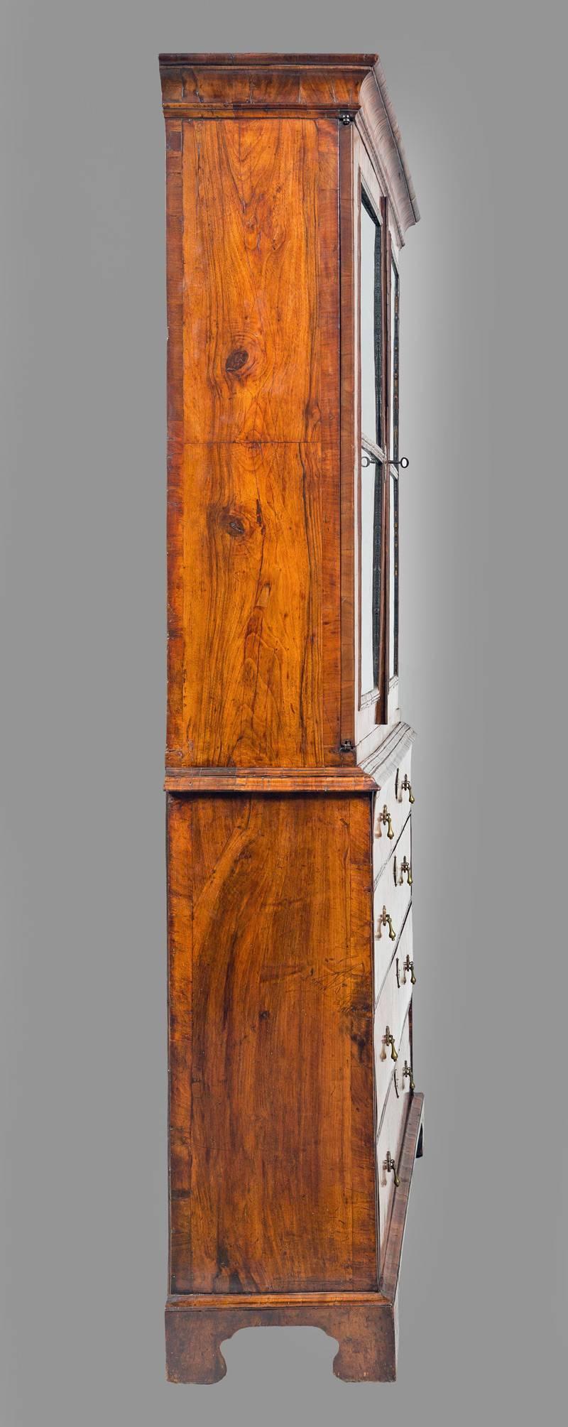 Antique Period George I Walnut Secretaire Bookcase For Sale 1