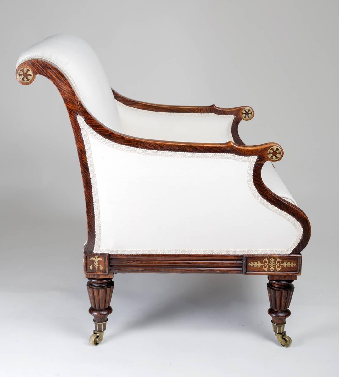 English Fine Regency Simulated Rosewood Library Armchair For Sale