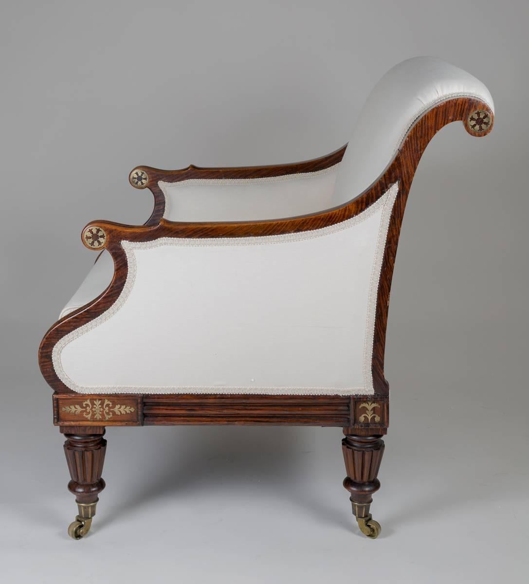 Fine Regency Simulated Rosewood Library Armchair In Excellent Condition For Sale In Sheffield, MA