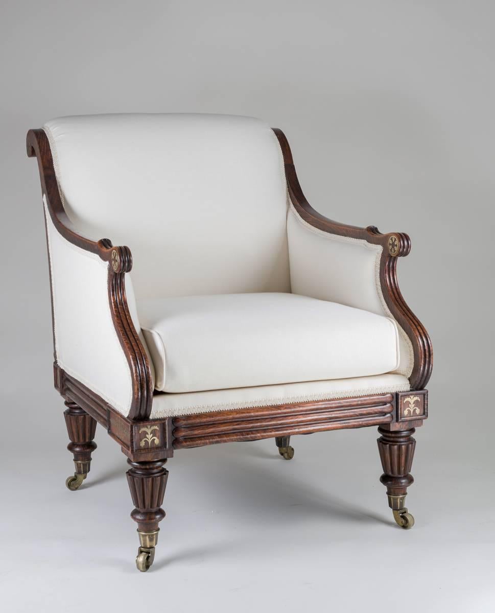 Early 19th Century Fine Regency Simulated Rosewood Library Armchair For Sale