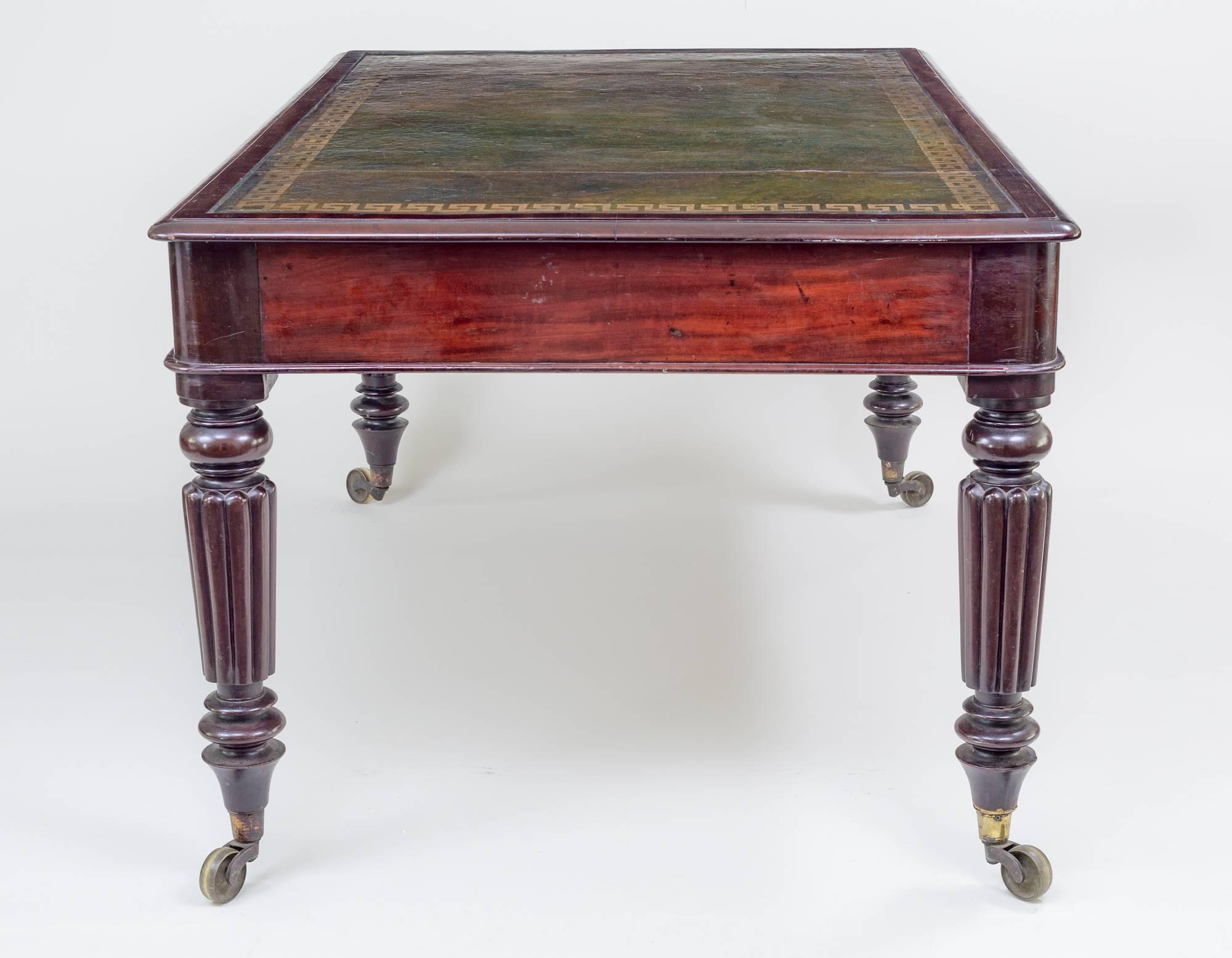 Carved Antique Regency Partners Writing Table For Sale