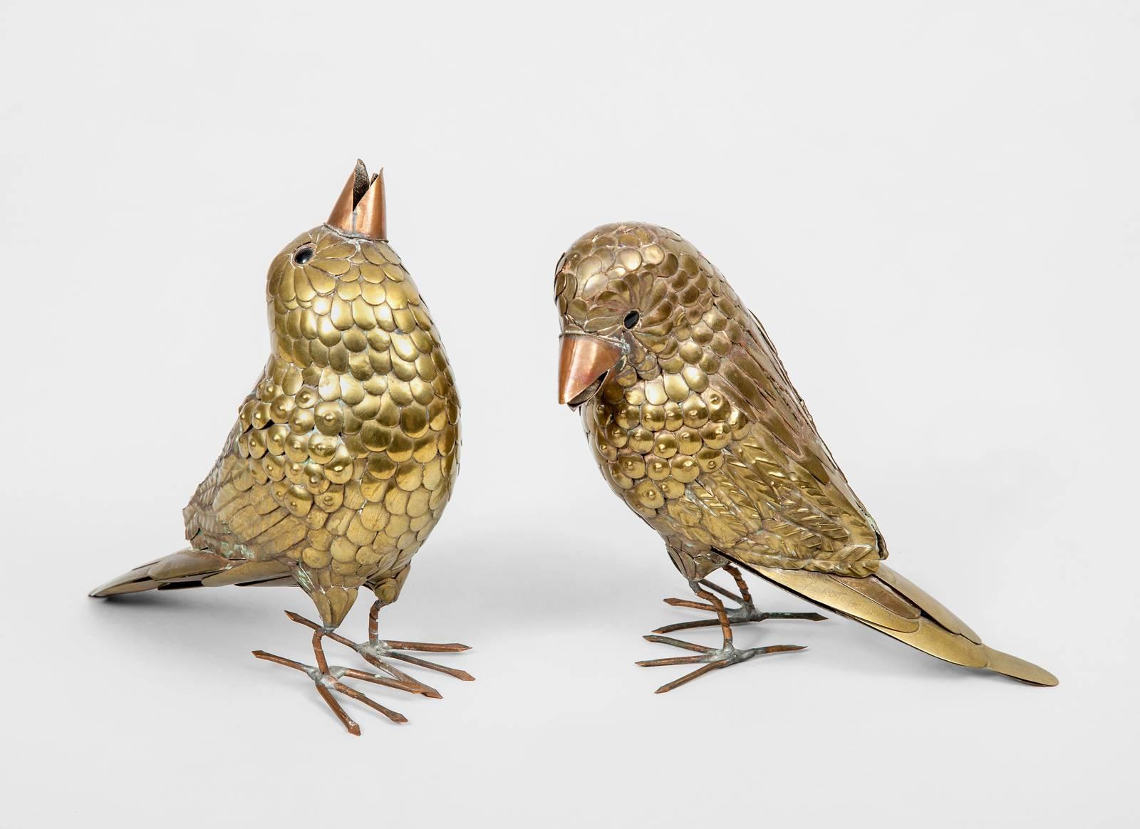 20th Century Pair of Brass Birds by Sergio Bustamante