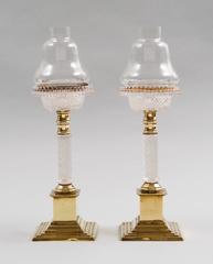 Pair of Antique Glass and Brass Cricklites