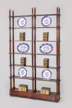 Antique Italian Fruitwood Open Bookcase