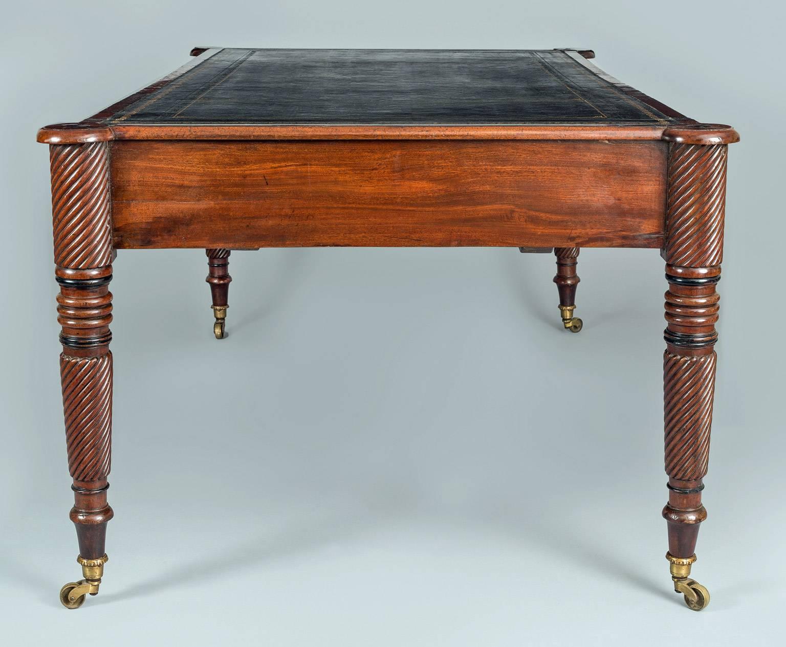 Large Regency Partners Mahogany Writing Table In Good Condition In Sheffield, MA