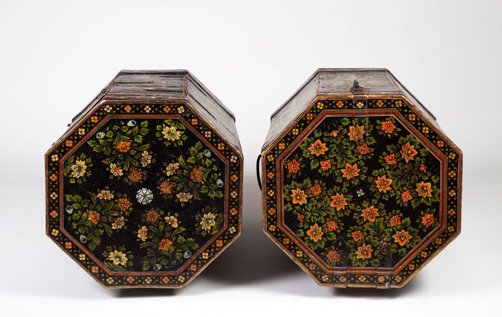 19th Century Pair of Anglo Indian Papier Mâché Low End Tables