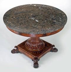 Charles X Mahogany and Marble Gueridon or Center Table