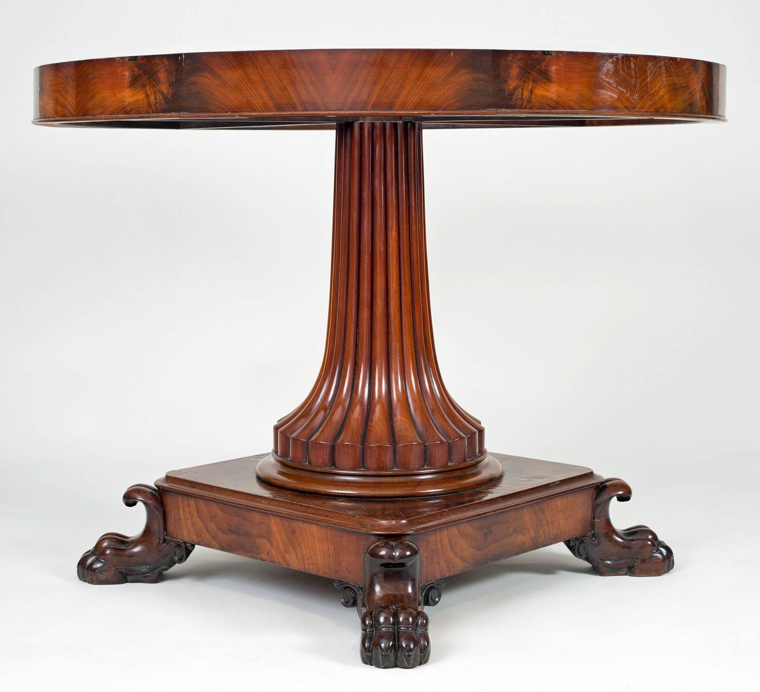 Carved Charles X Mahogany and Marble Gueridon or Center Table For Sale