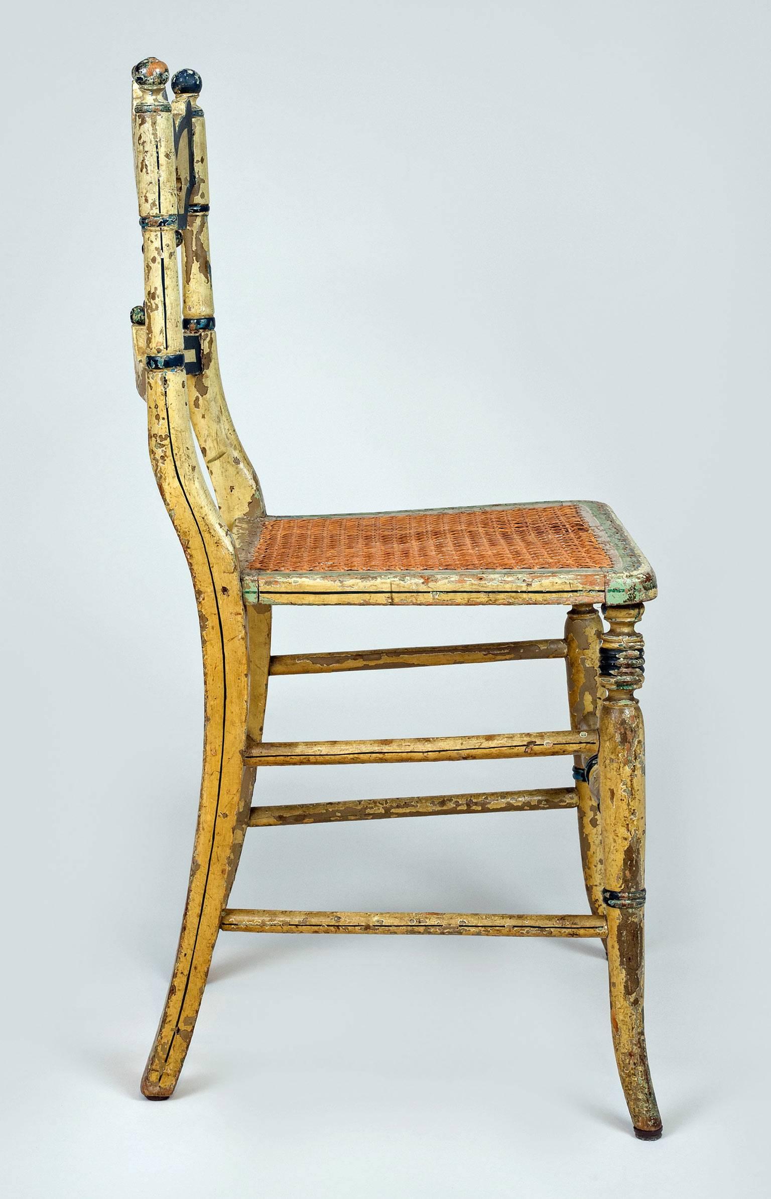 Caning Gothic Revival Painted and Caned Side Chair