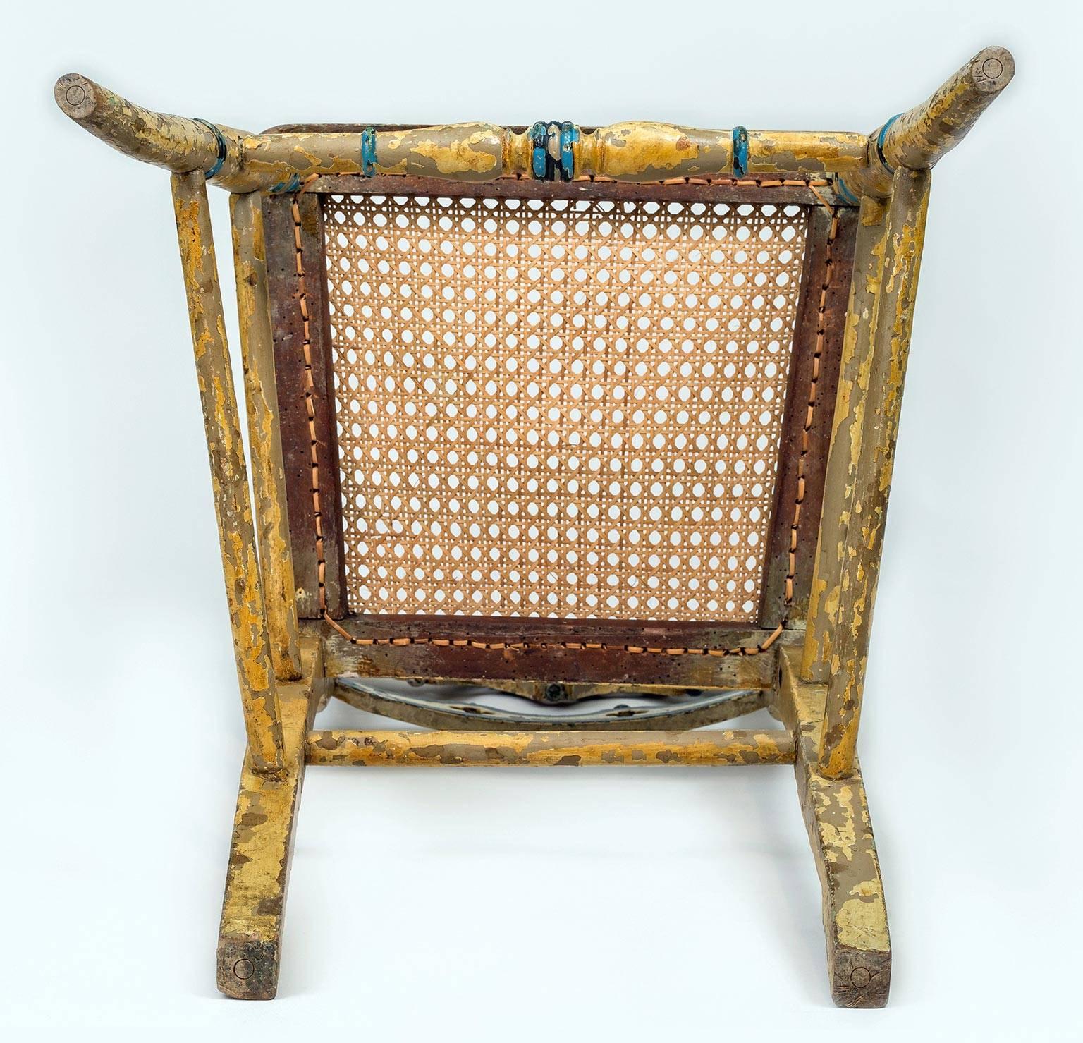 19th Century Gothic Revival Painted and Caned Side Chair