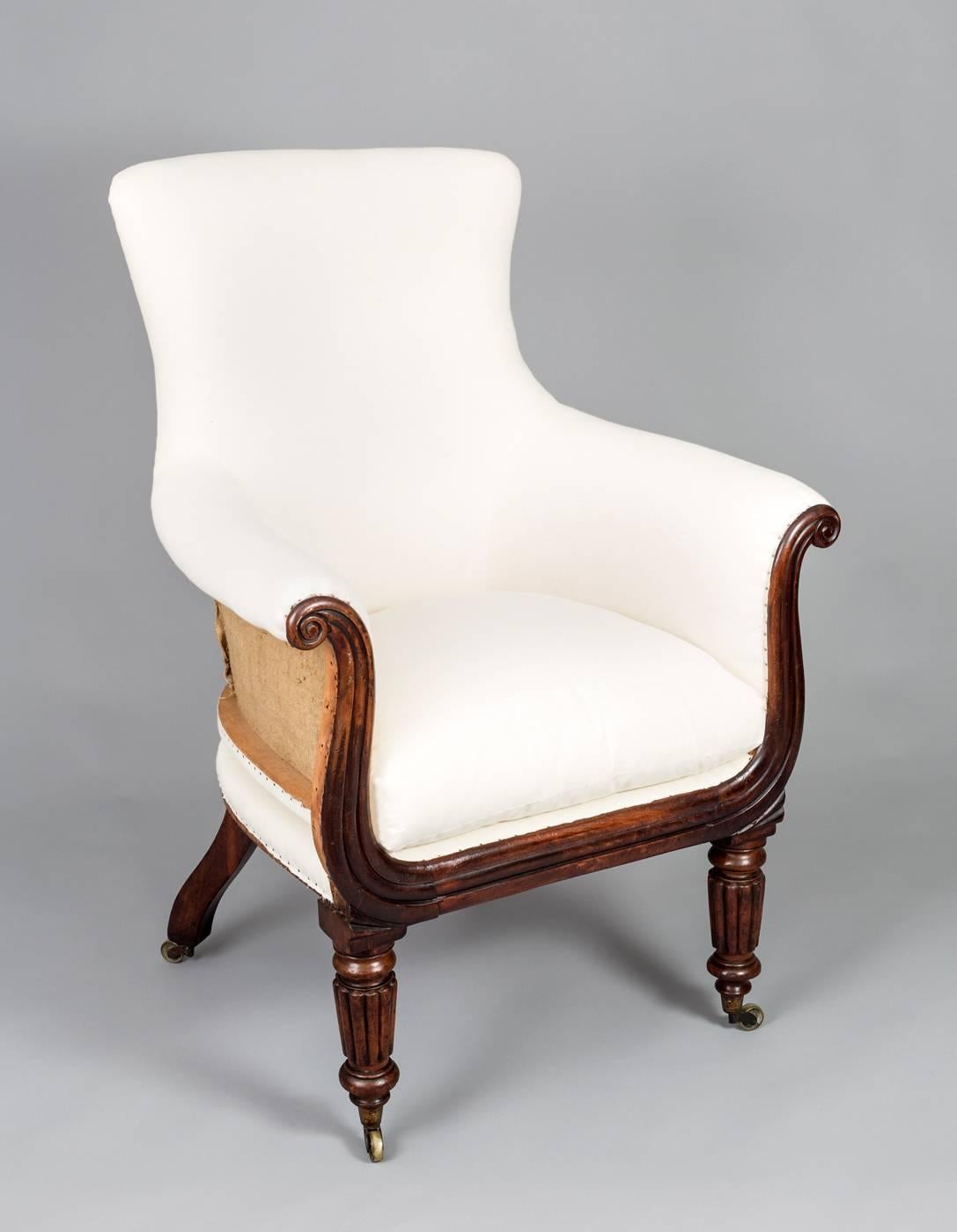 English Regency Mahogany Lyre-Shaped Armchair For Sale