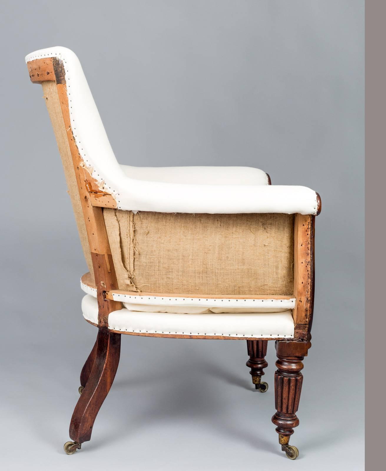 Regency Mahogany Lyre-Shaped Armchair In Good Condition For Sale In Sheffield, MA